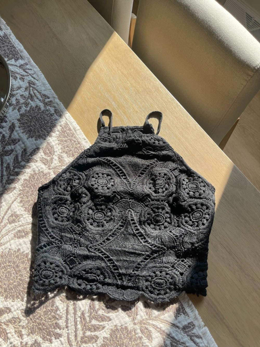 Abercrombie & Fitch Black Crochet Halter Crop Top